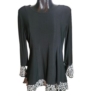 San Lodo Milano Black High Low Top with Ruffled Cuffs and Hem M